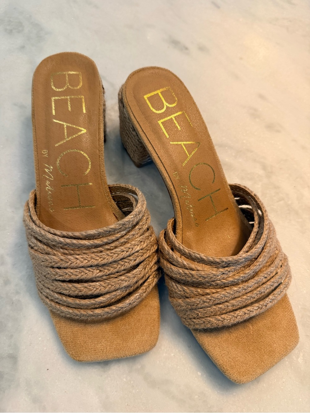 Matisse tan Rope Strap Block Heel Sandals - Women